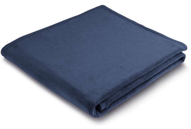 Decke x Soft Plaid Uno 150 cm Veloursband-Einfassung Biederlack dunkelblau / 200