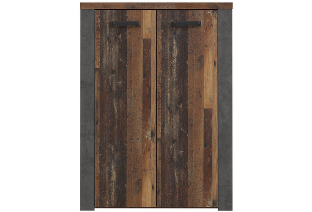 Forte Schuhschrank Betonoptik (H51) / (2T) Old (U41) - Dunkelgrau Vintage Wood