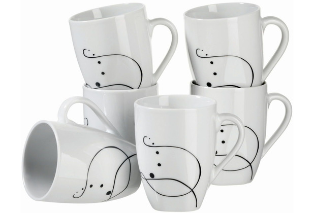 Mäser Chanson, Kaffeebecher, große 6-er Tassen im Porzellan Set