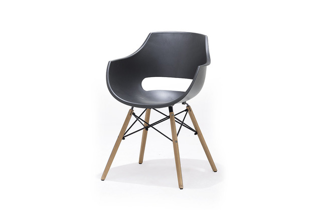 MCA furniture Gestell Set, ROCKVILLE Schalenstuhl, klar 4er lackiert grau Massiv Buche