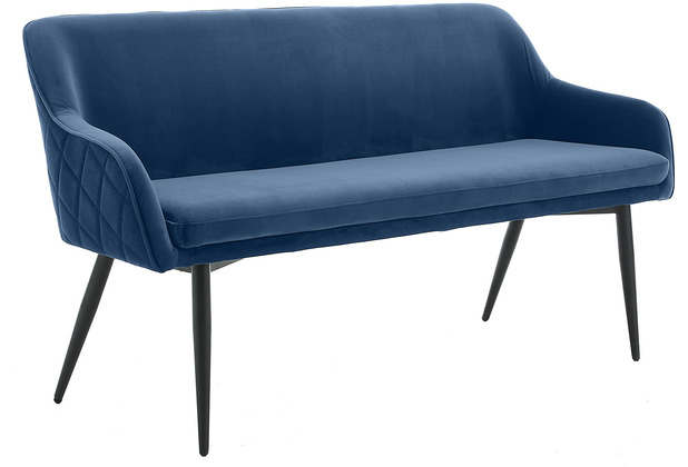 SalesFever Sitzbank 160 cm Blau, Samt Blau (100% Metall Polyester), Schwarz Samt