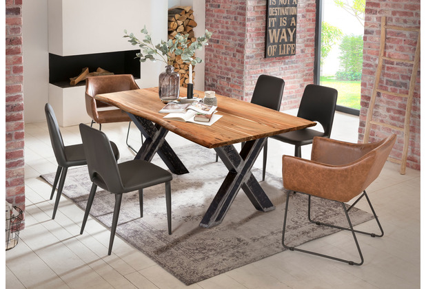 Tisch Gestell used Platte cm & lackiert klar TABLES look, 180x100 SIT CO natur,