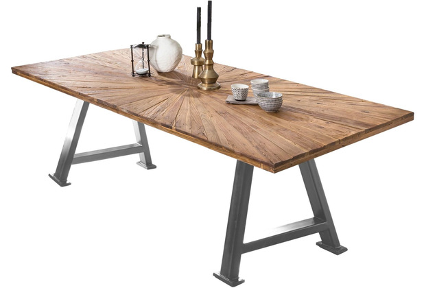 SIT cm Tisch Gestell natur, TABLES Platte & antiksilber 200x100 CO